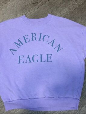 American Eagle Outfitters Pastel Purple Crewneck Sweatshirt with Green Logo